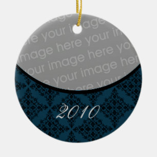 Ornament van de Polied Holiday Damask Round