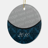 Ornament van de Polied Holiday Damask Round (Links)