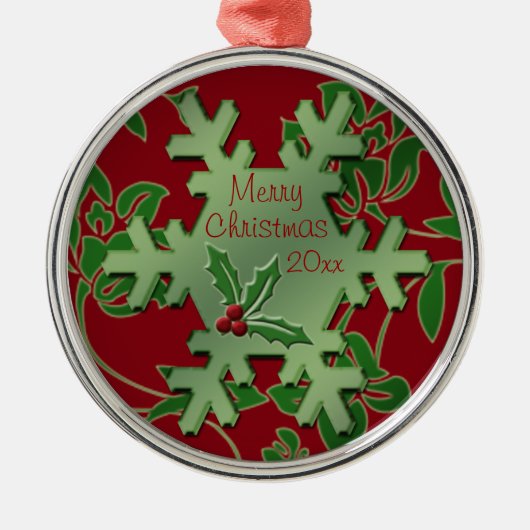 Ornament van de Red Floral en de Green Snowflake P (Voorkant)