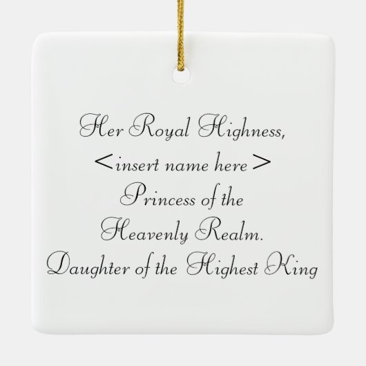 Ornament van gepersonaliseerde prinses (Achterkant)