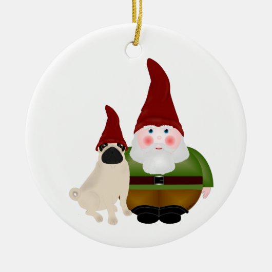Ornament van Gnome en Pug Gnome (Voorkant)
