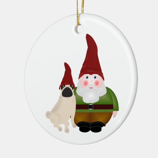 Ornament van Gnome en Pug Gnome (Links)