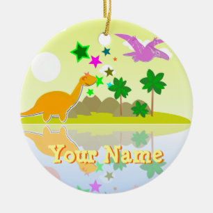 Ornament van het eiland Tropical Dinosaur met naam