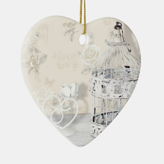 Ornament van het hart - Shabby Chic Birdcage (Rechts)