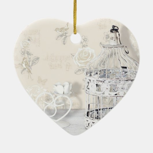 Ornament van het hart - Shabby Chic Birdcage (Achterkant)