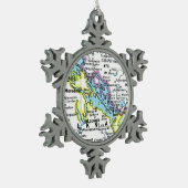 Ornament van het meer Winnipesaukee Map Snowflake (Links)