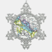 Ornament van het meer Winnipesaukee Map Snowflake (Voorkant)