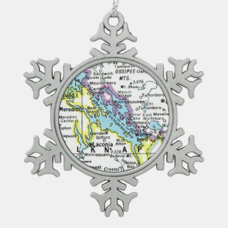 Ornament van het meer Winnipesaukee Map Snowflake