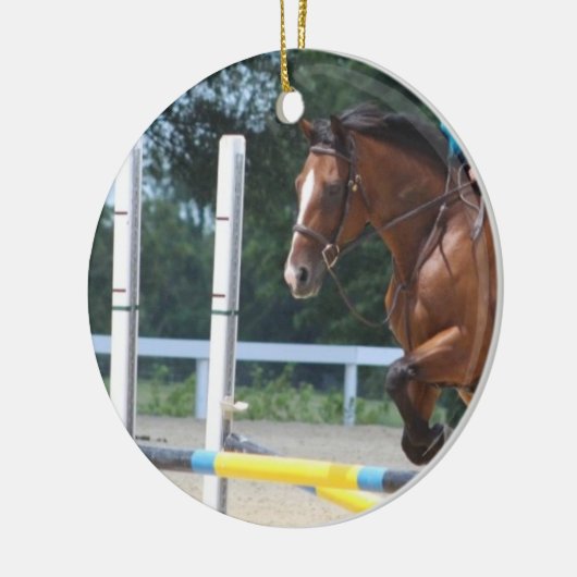 Ornament van het paard Jumping Bay (Links)