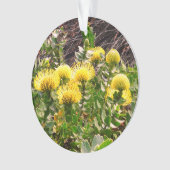 Ornament van het speldenkussen gele vogel #1 (voorkant)