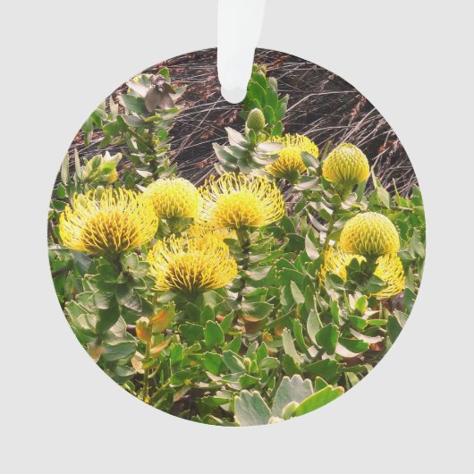 Ornament van het speldenkussen gele vogel #1 (voorkant)