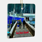 Ornament van honden en boaters op de San Juan-eila (Rechts)