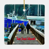 Ornament van honden en boaters op de San Juan-eila (Achterkant)