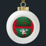 Ornament van keramische keramiek, Prettige feestda<br><div class="desc">Keramische kerstbal versiering decorate je mooie kerstboom met een soort aangepast versieringsmiddel. Iets voor iedereen,  Maria lurdis afonso,  https://www.zazzle.com/succeedinbeautybarb</div>