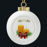 Ornament van keramische keramiek, Prettige feestda<br><div class="desc">Keramische kerstbal versiering decorate je mooie kerstboom met een soort aangepast versieringsmiddel. Iets voor iedereen,  Maria lurdis afonso,  https://www.zazzle.com/succeedinbeautybarb</div>