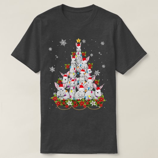 Ornament van konijnengebit Bunny-kerstboom T-shirt (Design voorkant)