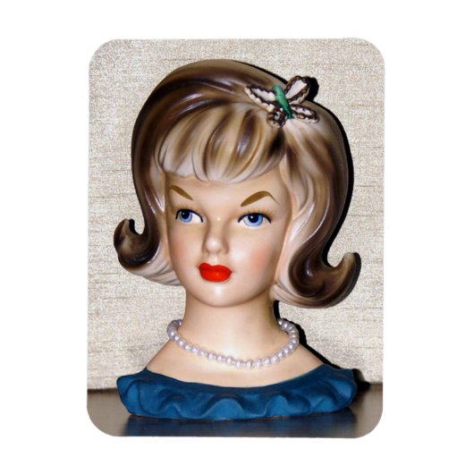 Ornament van  Lady Head Vase Butterfly Hair Magneet (Verticaal)