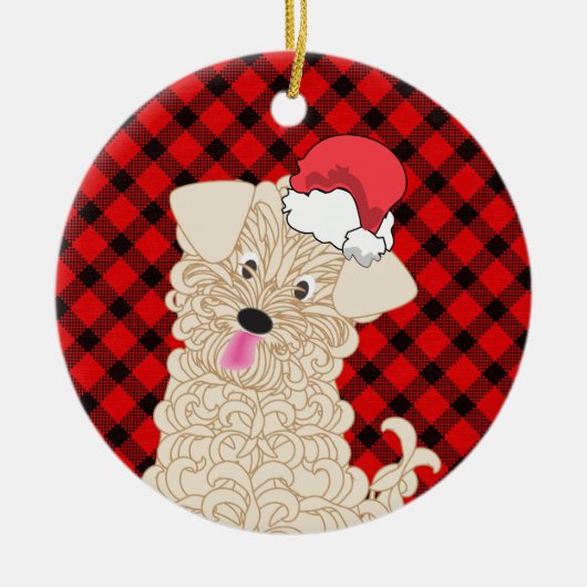 Ornament van Maltipoo met kerstpuppy Pet (Voorkant)