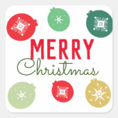 Ornament van Merry Kerstparty Snowflakes Vierkante Sticker (Voorkant)