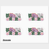 Ornament van middeleeuwse bloemen ovale sticker (Vel)