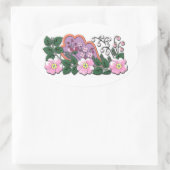 Ornament van middeleeuwse bloemen ovale sticker (Tas)