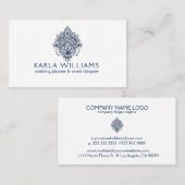 Ornament van Navy-Blue Paisley Lace Visitekaartje (Voorkant / Achterkant)