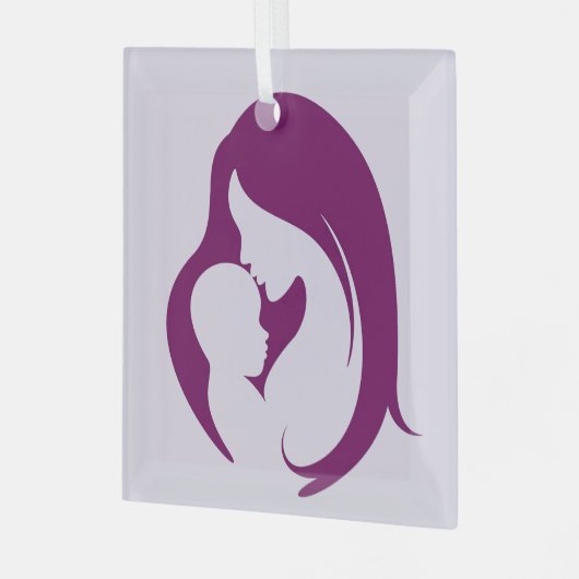Ornament van paars  van moeder en kind (Voorkant links)