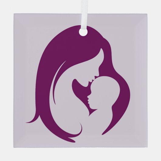 Ornament van paars  van moeder en kind (Achterkant)