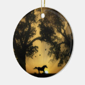 Ornament van prachtige paarden en eikenbomen (Links)