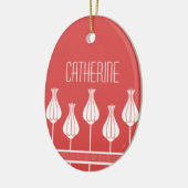 Ornament van Red Art Deco Floral Oval (Links)