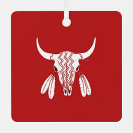 Ornament van Red Ghost Dance Buffalo vierkant meta