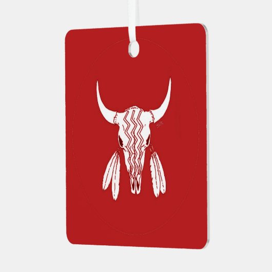 Ornament van Red Ghost Dance Buffalo vierkant meta (Voorkant links)