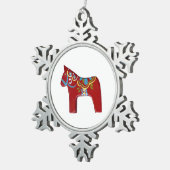 Ornament van rode paarden met sneeuwvlokken (Rechts)