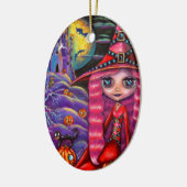 Ornament van roze halloween heks (Links)