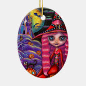 Ornament van roze halloween heks (Achterkant)