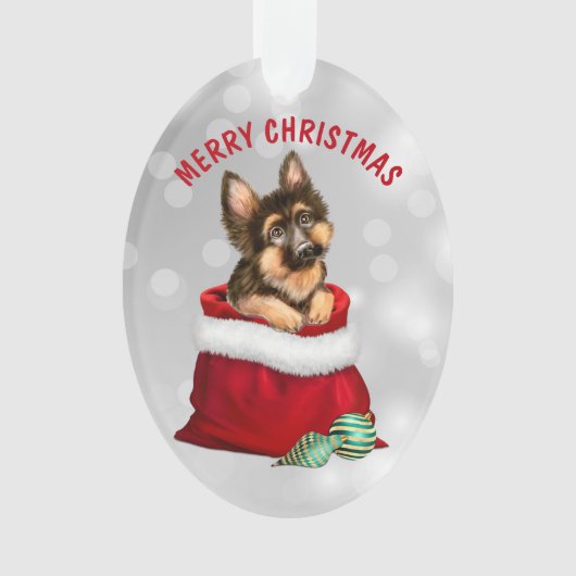 Ornament van Shepherd Puppy Dog Gift Surprise (voorkant)