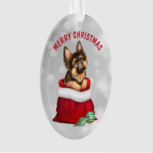 Ornament van Shepherd Puppy Dog Gift Surprise (voorkant)