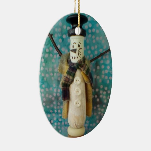 Ornament van snowman, van hout (Rechts)