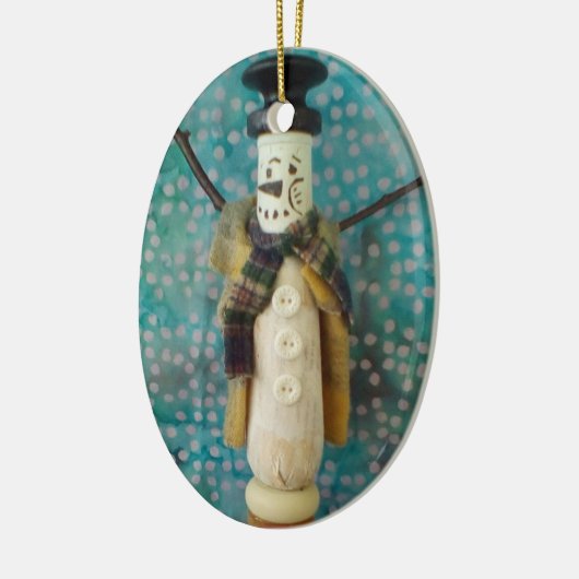 Ornament van snowman, van hout (Links)