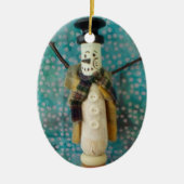 Ornament van snowman, van hout (Voorkant)