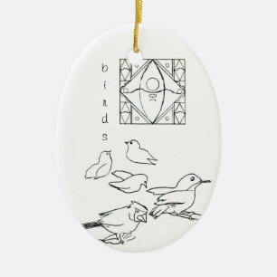 Ornament van vogels en geometrische balken
