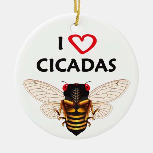 Ornament van whimsical "I Love Cicadas" (Voorkant)