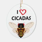 Ornament van whimsical "I Love Cicadas" (Links)