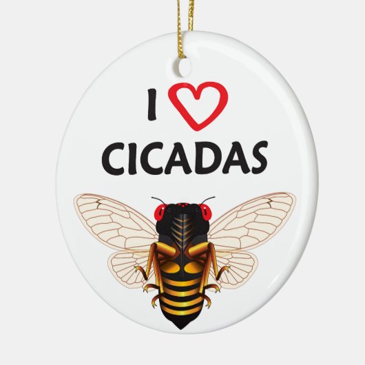 Ornament van whimsical "I Love Cicadas" (Links)