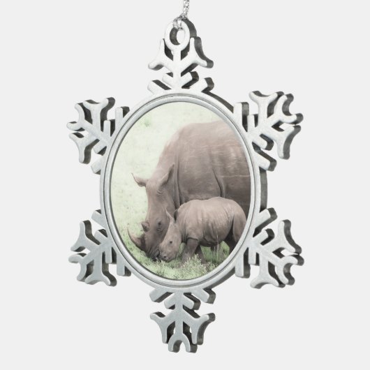 Ornament van witte rhino en Baby Snowflake (Rechts)