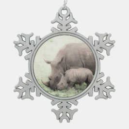 Ornament van witte rhino en Baby Snowflake