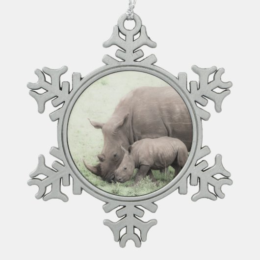 Ornament van witte rhino en Baby Snowflake (Voorkant)