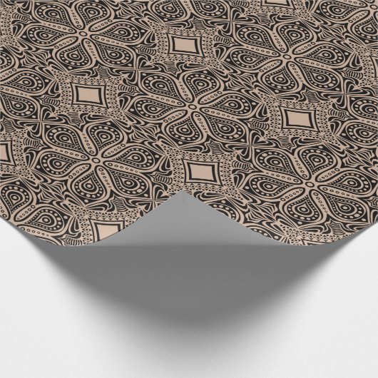 Ornament van zwarte en teerbloemen, Turks motief 2 Cadeaupapier (Hoek)