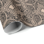 Ornament van zwarte en teerbloemen, Turks motief 2 Cadeaupapier (Rol Hoek)