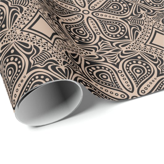 Ornament van zwarte en teerbloemen, Turks motief 2 Cadeaupapier (Rol Hoek)